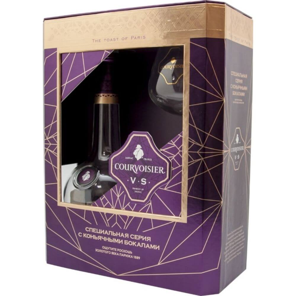 Купить Коньяк Courvoisier VS (gift set with 2 glasses) 700 мл ФРАНЦИЯ  Коньяк Courvoisier VS (подарочный набор с 2 бокалами)