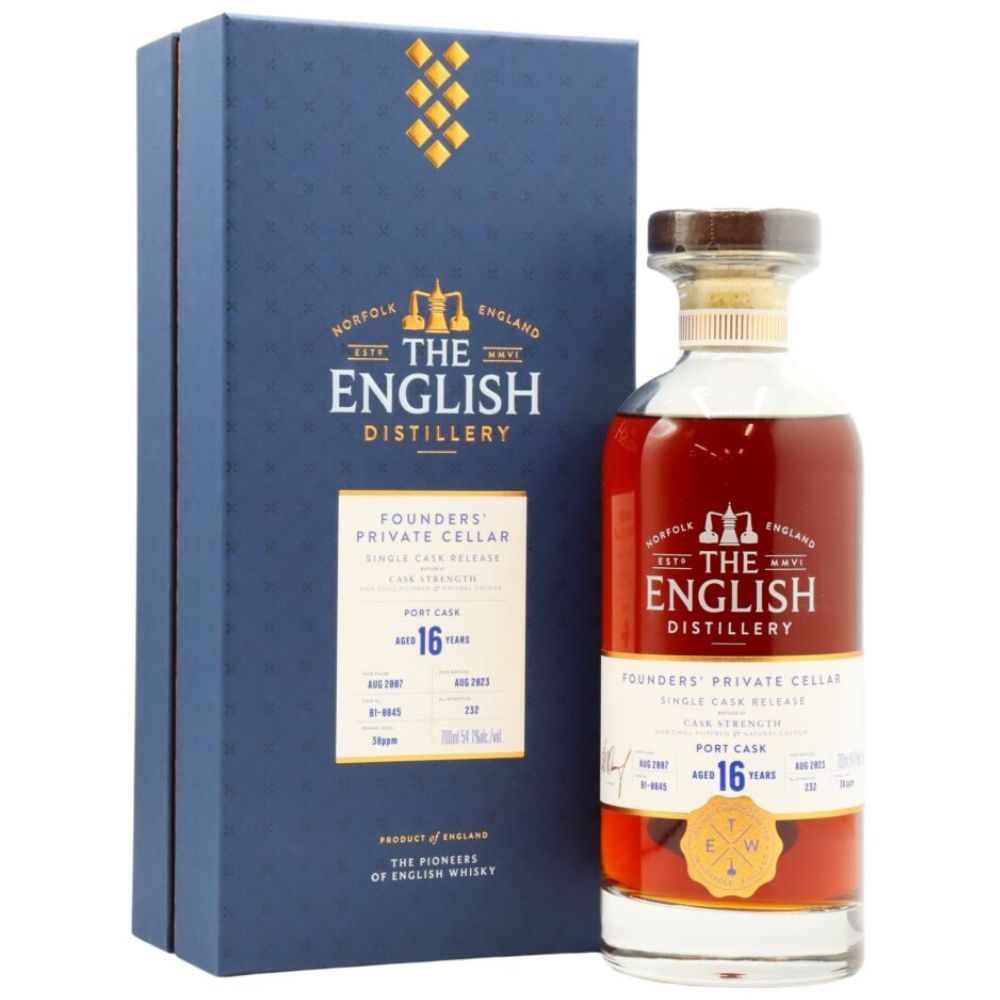 Однобочковой виски English Single Malt Founders Private Cellar Port Cask Release 16 Year Old (gift box)