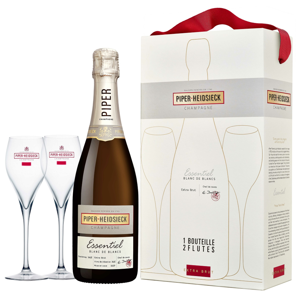Шампанское Piper-Heidsieck Essentiel Blanc de Blancs Extra Brut (gift box set с сумкой и 2-мя бокалами)