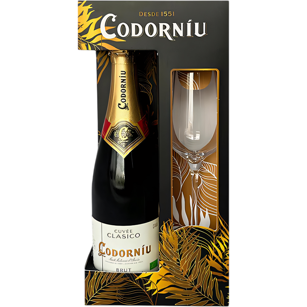 Набор Cava Codorniu Clasico Brut с бокалом (gift box)