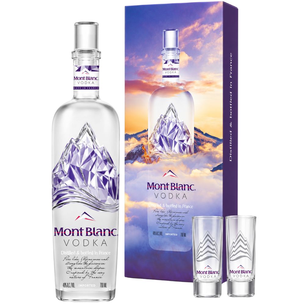 Водка Mont Blanc (gift box set с 2-мя стопками)
