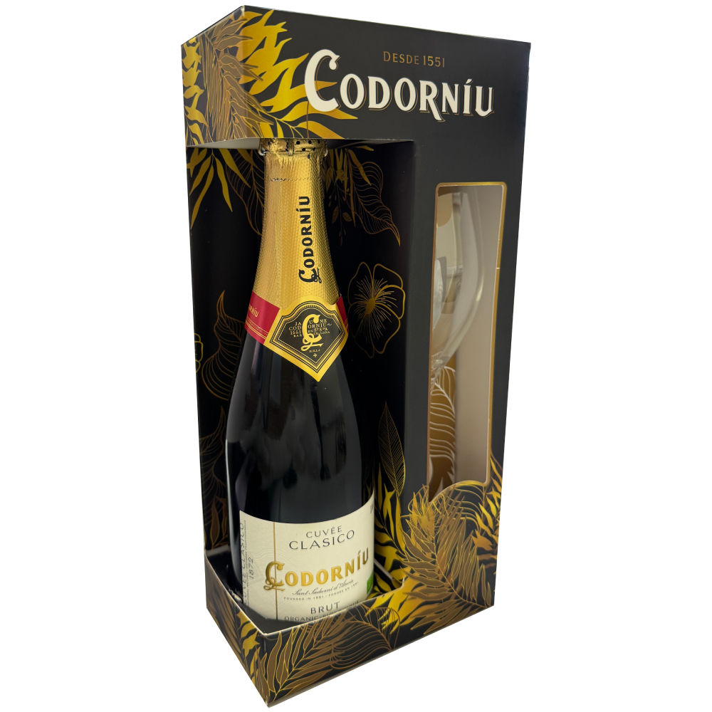 Набор Cava Codorniu Clasico Brut с бокалом (gift box)