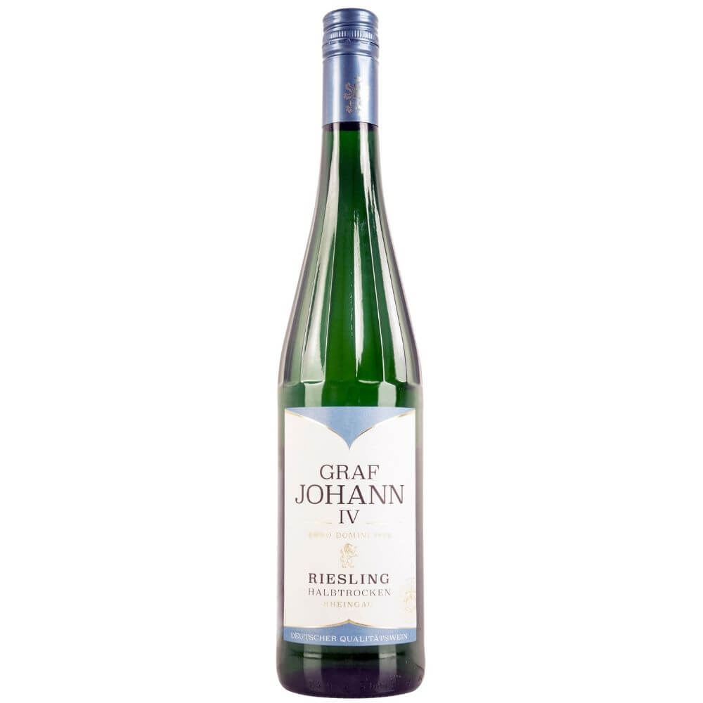 Купить белое полусухое Вино Graf Johann IV Riesling Halbtrocken 2022 г 750  мл немецкое Вино Граф Иоганн IV Рислинг Хальбтрокен